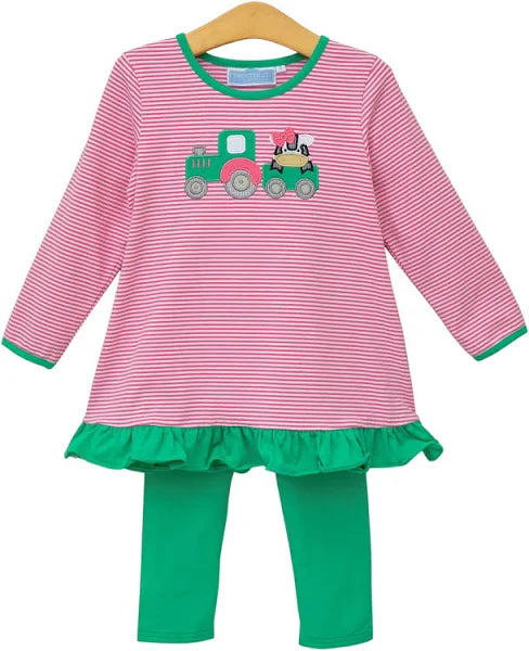Trotter Street Tractor Ruffle Pants Set