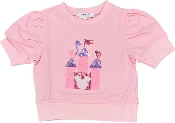 LuLu BeBe Lily Castle Pink Sequin Puff Shirt