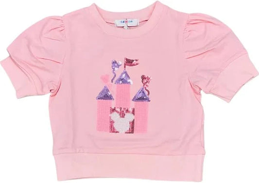 LuLu BeBe Lily Castle Pink Sequin Puff Shirt