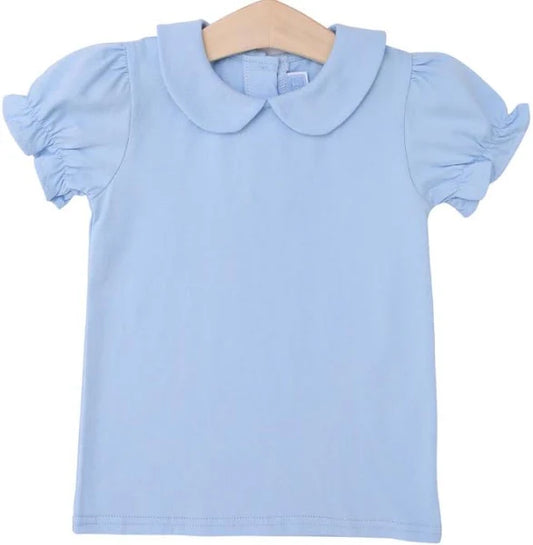 Trotter Street  Peter Pan Collar Top Light Blue