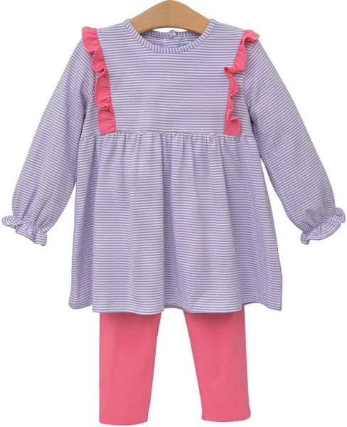 Trotter Street Olivia Pants Set- Lavender Stripe/Pink