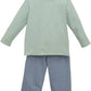 Trotter Street Miller Pants Set-Blue Stripe/Sage