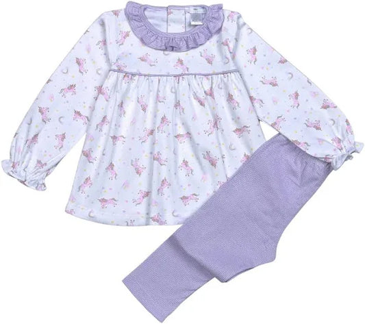 Baby Loren Unicorns Pima Pants Set