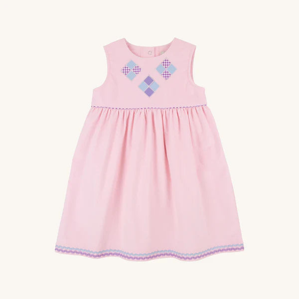 Beaufort Bonnet Sleeveless Cindy Lou Dress Palm Beach Pink with Patchwork Appliques