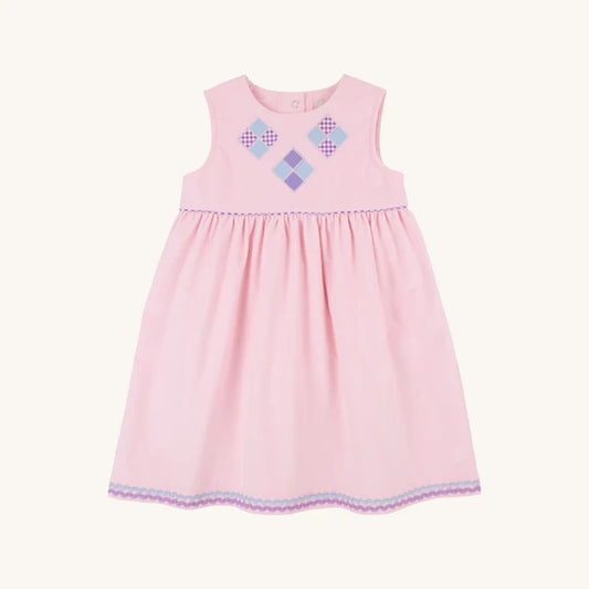 Beaufort Bonnet Sleeveless Cindy Lou Dress Palm Beach Pink with Patchwork Appliques