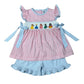 Delaney Girls Pink Knit Gingham Smocked Princess Sleeveless Short Set