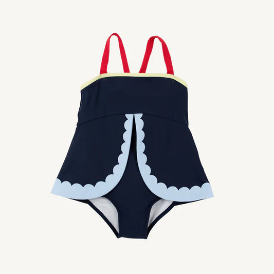 Beaufort Bonnet Stratford Scallop Swimsuit--Nantucket Navy/Richmond Red