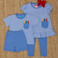 Claire and Charlie Crayon Boy's Periwinkle Stripe Shorts Set