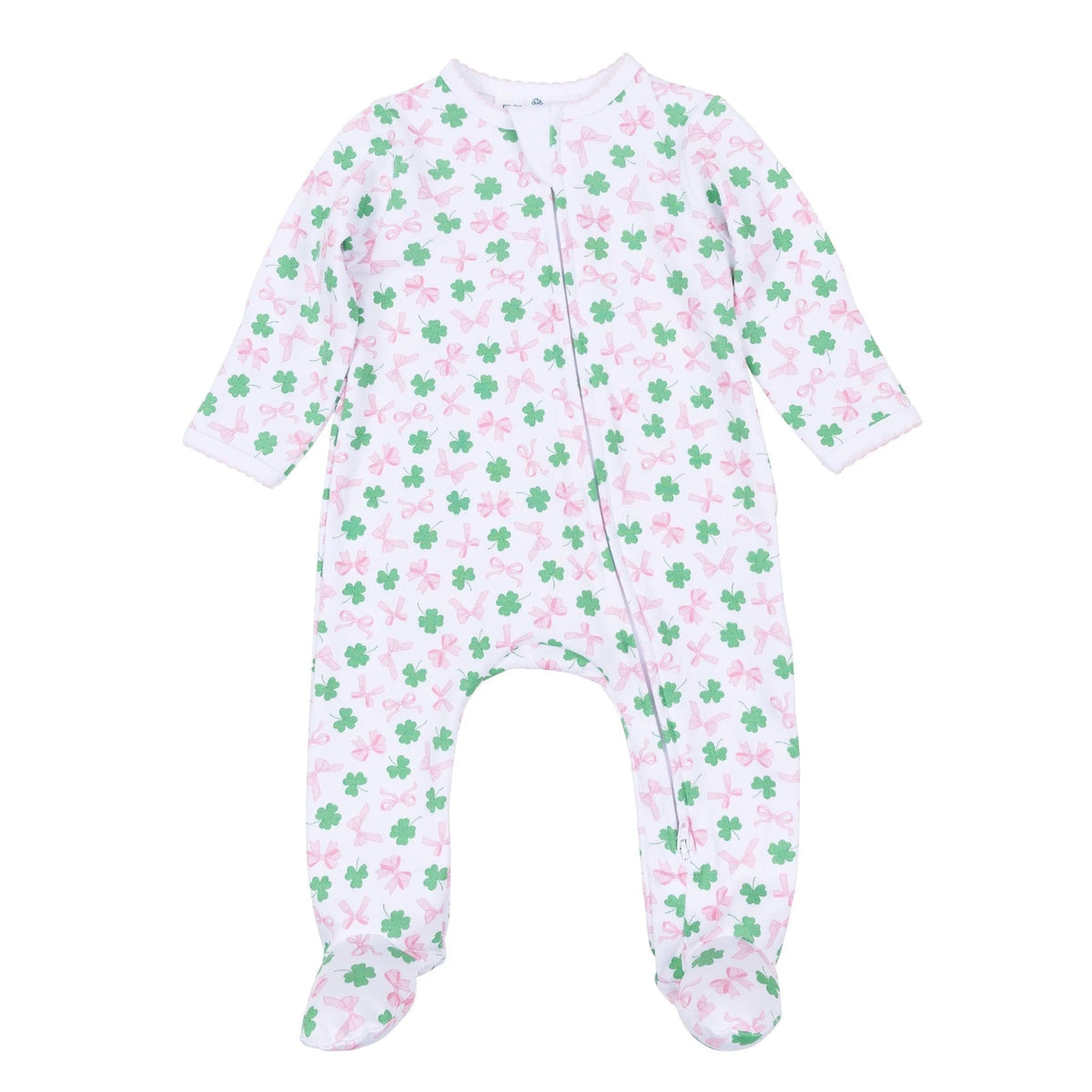 Magnolia Baby Sweet Clover Print Zip Footie