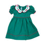 Sweet Dreams Bow and Holly Emb Scallop Collar Hunter Green Dress