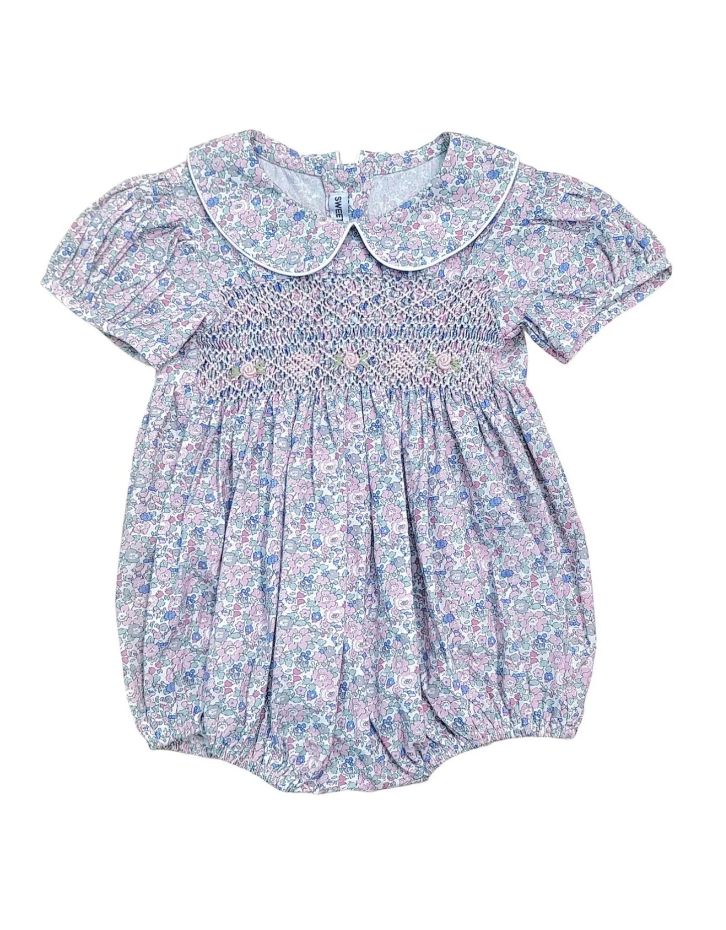Sweet Dreams Lily Floral Smocked Bubble
