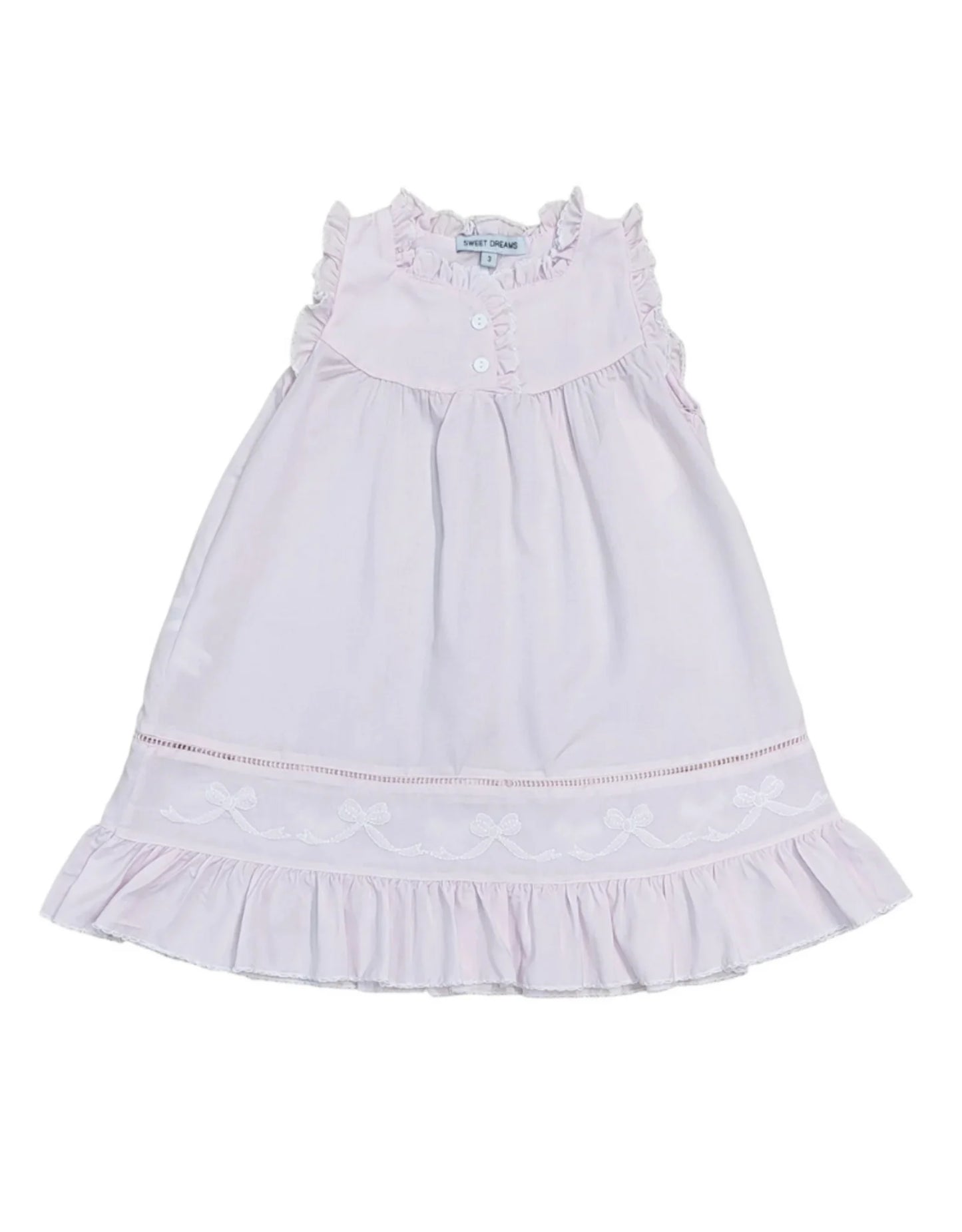 Sweet Dreams Shadow Stitch Embroidered Bow Pink Nightgown