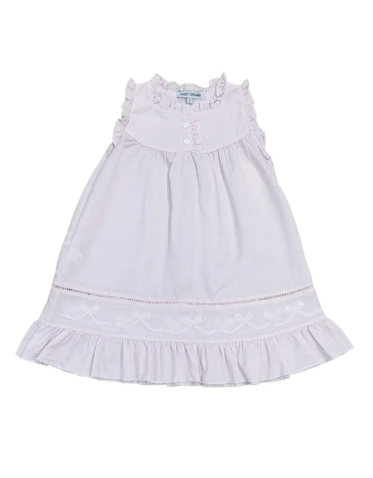 Sweet Dreams Shadow Stitch Embroidered Bow Pink Nightgown