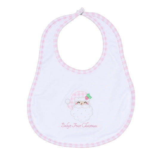 Magnolia Baby Sweet St Nick Applique Baby's 1st Christmas Bib--Pink