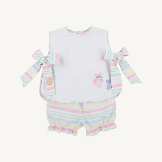 Beaufort Bonnet Talbott Tie Side--Worth Ave White/San Antonio Stripe/Cats