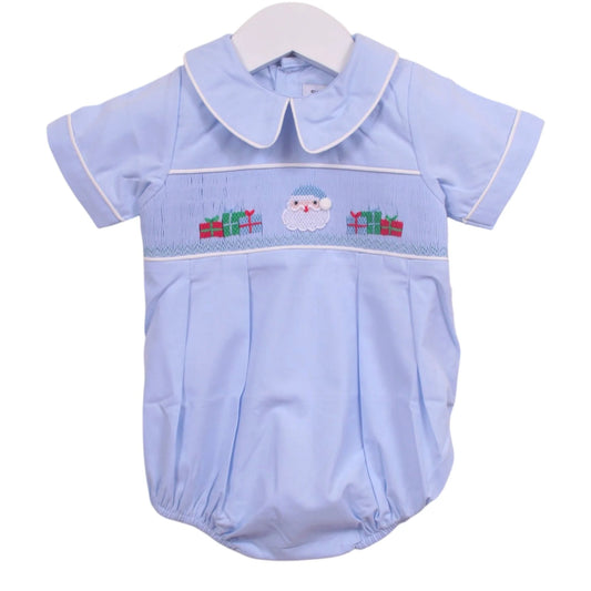 Sweet Dreams Santa and Presents Blue Smocked Bubble