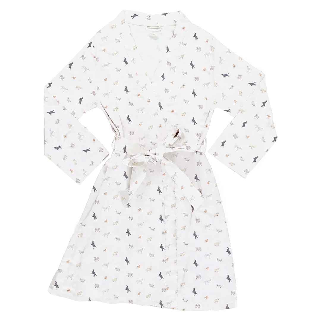 Pink Chicken Womens Organic Robe - Tiny Dogs