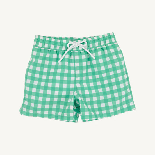 Beaufort Bonnet Tortola Swim Trunks--Gibson Island Green Gingham
