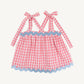 Beaufort Bonnet Tyler Tie Top--Parrot Cay Coral Check/Beale Street Blue