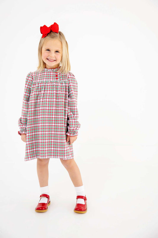 Beaufort Bonnet Long Sleeve Mary Baker Day Dress--Wicker Park Plaid and Richmond Red