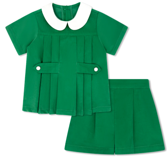 Lullaby Set Andrew Short Set-Garland Green/Dreamy White Corduroy