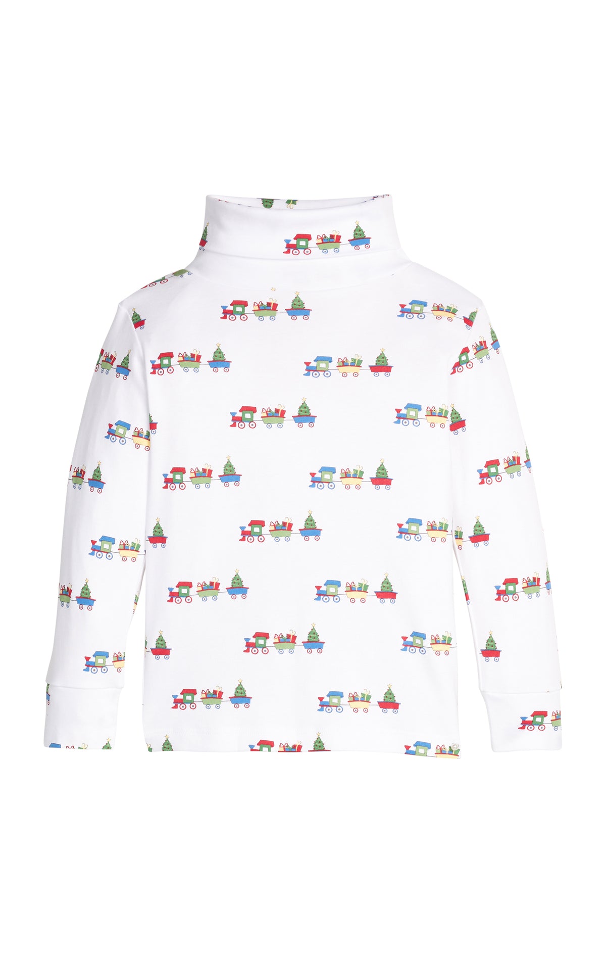 Little English Printed Turtleneck--Holiday Trains