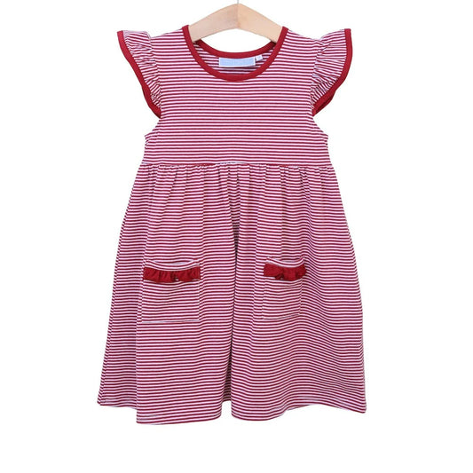 Trotter Street Lucy Game Day Dress--Crimson Stripe