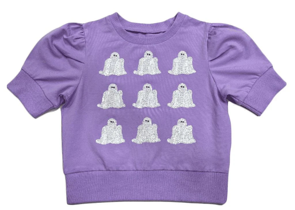 LuLu BeBe Lily Lavender Ghost Sequin Puff Shirt