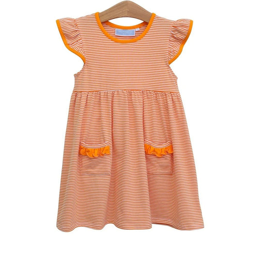 Trotter Street Lucy Game Day Dress--Orange Stripe