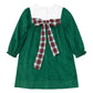 Krewe Kids Lucy Long Sleeve Scallop Dress--Green Cord Christmas Tartan Nutcracker