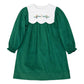 Krewe Kids Lucy Long Sleeve Scallop Dress--Green Cord Christmas Tartan Nutcracker