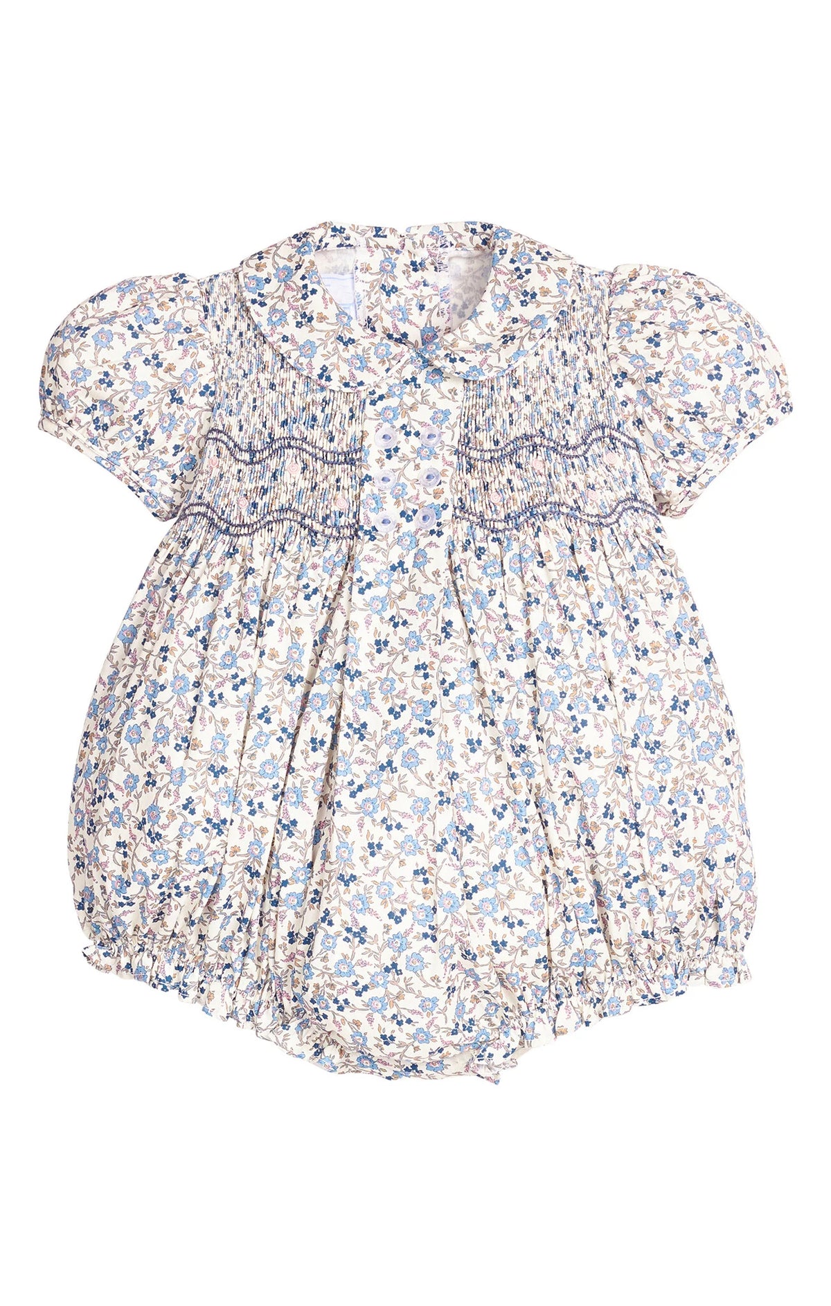 Little English Smocked Bridget Bubble--Wisteria Floral